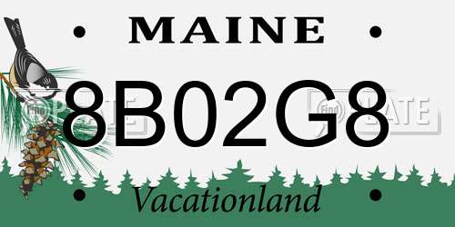 8B02G8 Maine License Plate