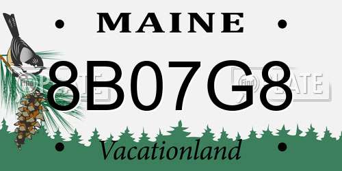 8B07G8 Maine License Plate