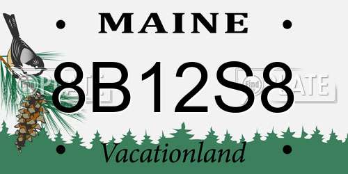 8B12S8 Maine License Plate