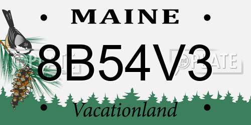 8B54V3 Maine License Plate