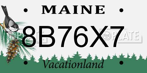 8B76X7 Maine License Plate