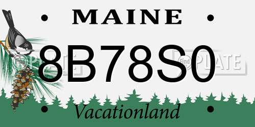 8B78S0 Maine License Plate