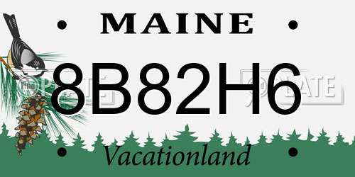 8B82H6 Maine License Plate