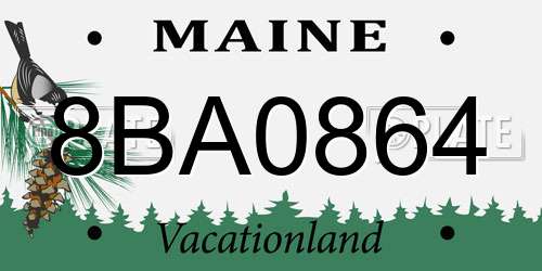 8BA0864 Maine License Plate