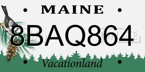 8BAQ864 Maine License Plate