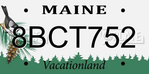 8BCT752 Maine License Plate