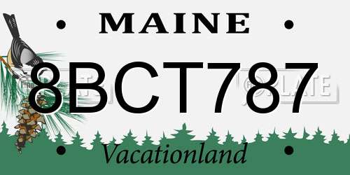 8BCT787 Maine License Plate