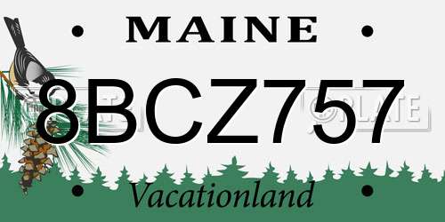 8BCZ757 Maine License Plate