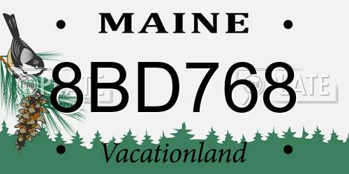 8BD768 Maine License Plate