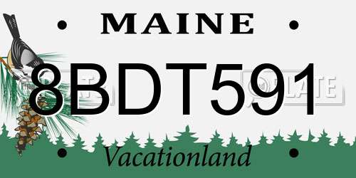 8BDT591 Maine License Plate