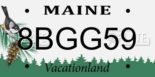 8BGG59 Maine License Plate