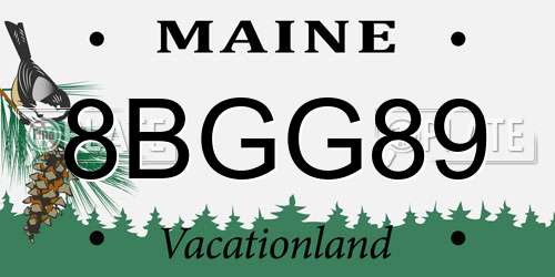 8BGG89 Maine License Plate