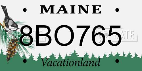 8BO765 Maine License Plate
