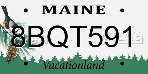 8BQT591 Maine License Plate