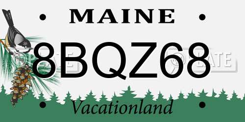 8BQZ68 Maine License Plate