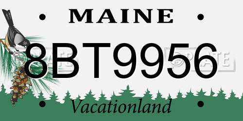 8BT9956 Maine License Plate
