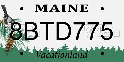 8BTD775 Maine License Plate