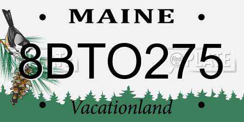 8BTO275 Maine License Plate