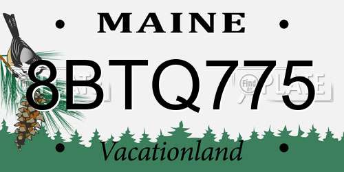 8BTQ775 Maine License Plate