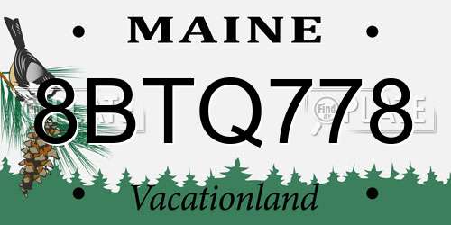 8BTQ778 Maine License Plate