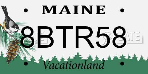 8BTR58 Maine License Plate