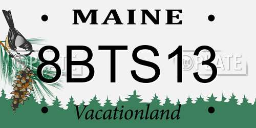 8BTS13 Maine License Plate