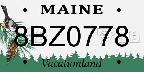 8BZ0778 Maine License Plate
