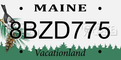 8BZD775 Maine License Plate
