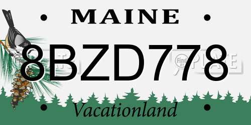 8BZD778 Maine License Plate