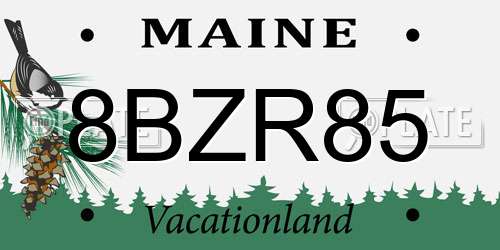8BZR85 Maine License Plate