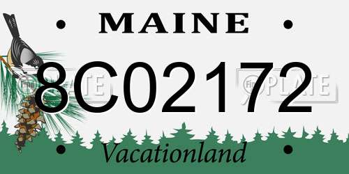 8C02172 Maine License Plate