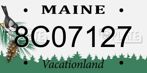 8C07127 Maine License Plate