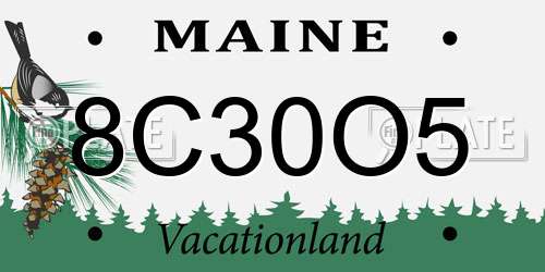 8C30O5 Maine License Plate