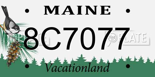 8C7077 Maine License Plate