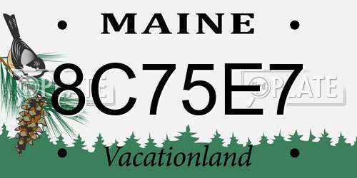 8C75E7 Maine License Plate