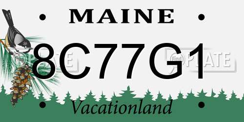 8C77G1 Maine License Plate