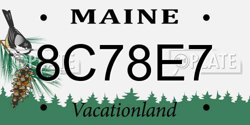 8C78E7 Maine License Plate