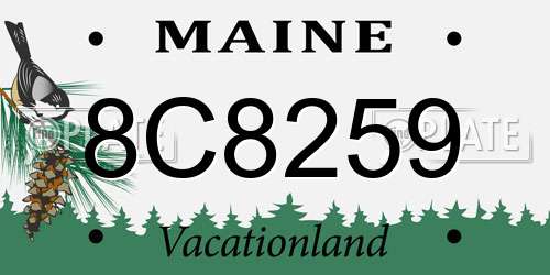 8C8259 Maine License Plate
