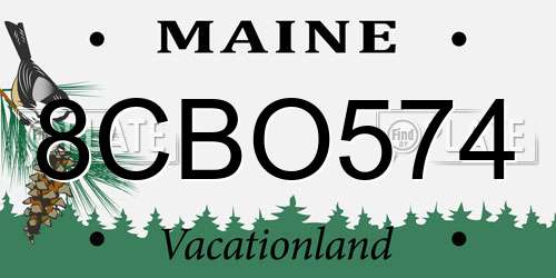 8CBO574 Maine License Plate