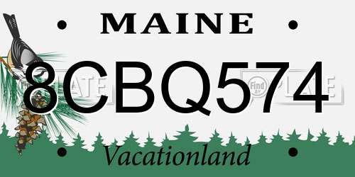 8CBQ574 Maine License Plate