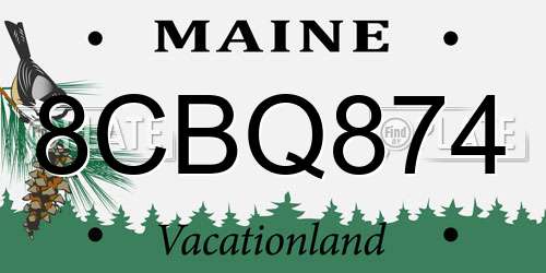 8CBQ874 Maine License Plate