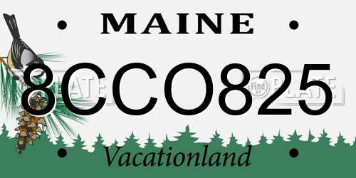 8CCO825 Maine License Plate