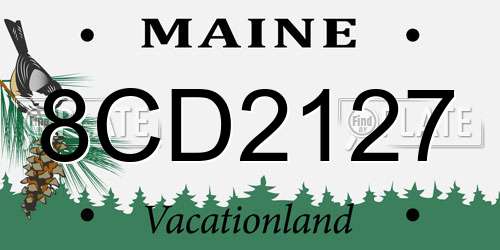 8CD2127 Maine License Plate