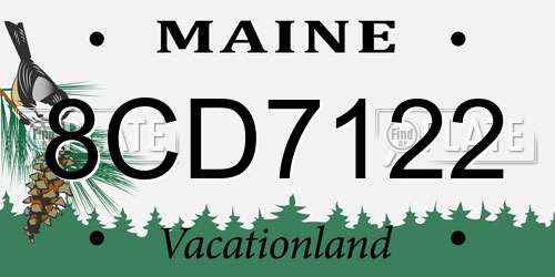 8CD7122 Maine License Plate