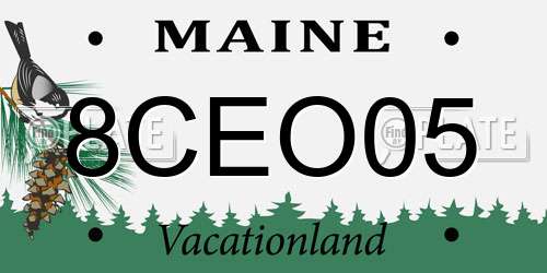 8CEO05 Maine License Plate