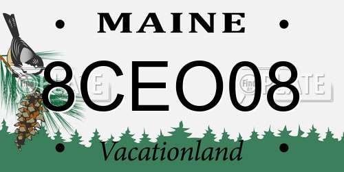 8CEO08 Maine License Plate