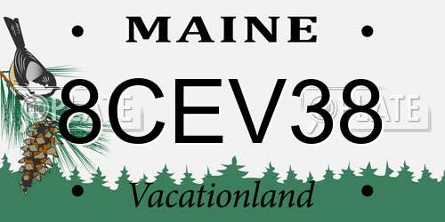 8CEV38 Maine License Plate
