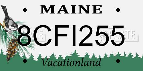 8CFI255 Maine License Plate