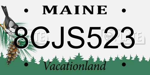 8CJS523 Maine License Plate