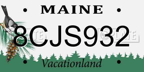 8CJS932 Maine License Plate